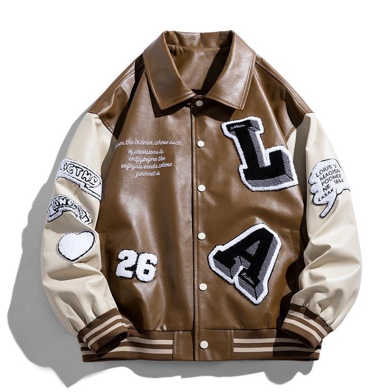 SUNNY Spring Leather Men's Jacket Baseball Jacket Leather Man Single Breasted Jackets