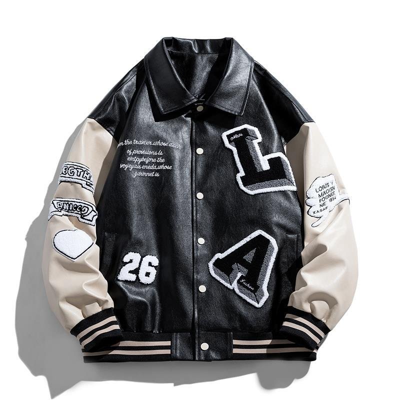 SUNNY Spring Leather Men's Jacket Baseball Jacket Leather Man Single Breasted Jackets