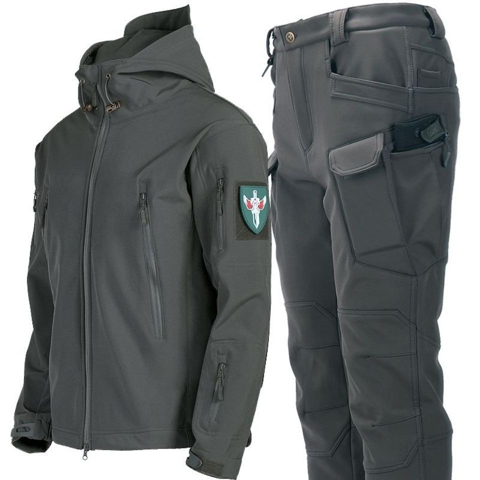 Winter men's soft shell riding clothing autumn and winter mountaineering fishing clothing hardshell suit ski jacket and pant