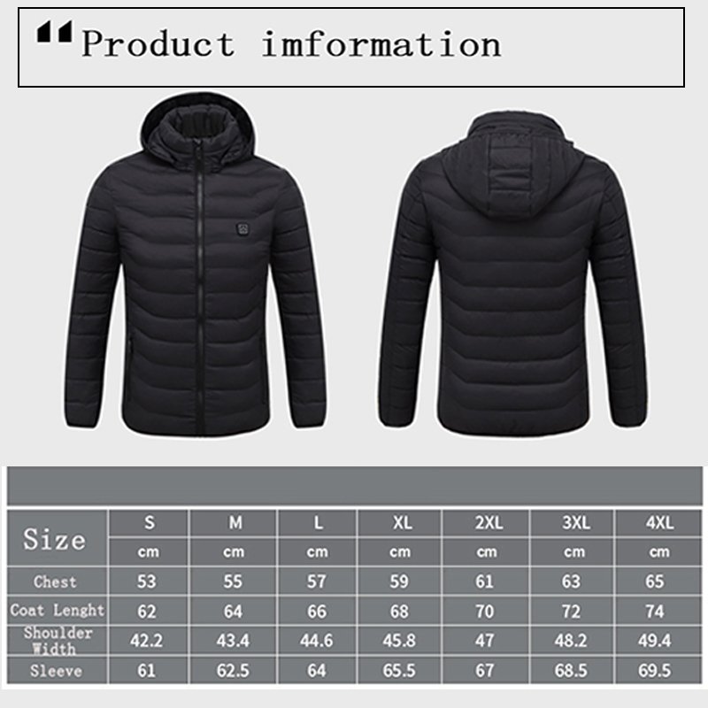Warming Winter Intelligent 5V USB Heating Clothes Rechargeable Warm Electric Battery Cotton Men's Heated Down Jacket