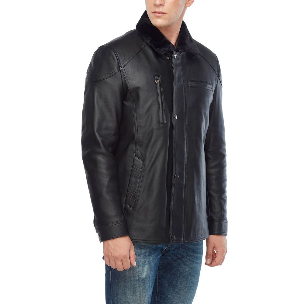 Autumn and Winter Adult Men's Leather Jacket New Design Lightweight XL Size Stand Collar Plain Dyed Fleece Most Popular
