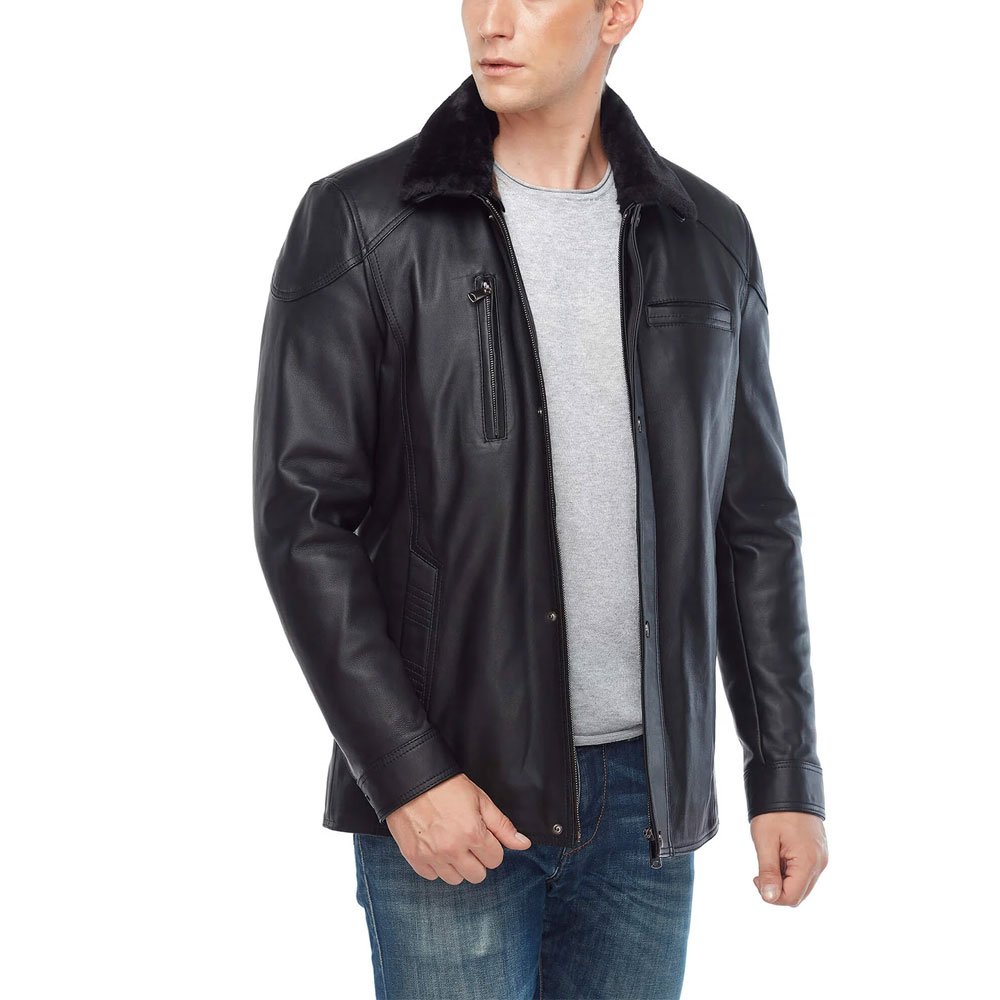 Autumn and Winter Adult Men's Leather Jacket New Design Lightweight XL Size Stand Collar Plain Dyed Fleece Most Popular