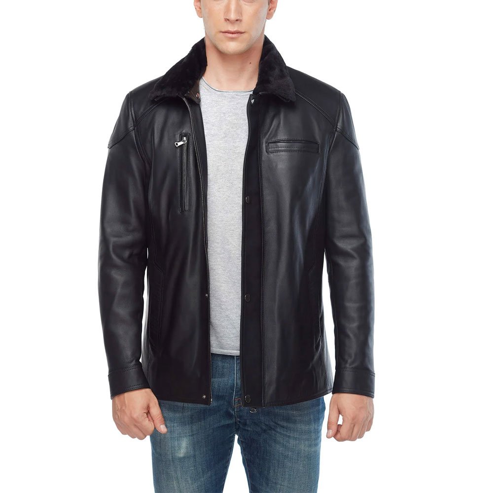 Autumn and Winter Adult Men's Leather Jacket New Design Lightweight XL Size Stand Collar Plain Dyed Fleece Most Popular