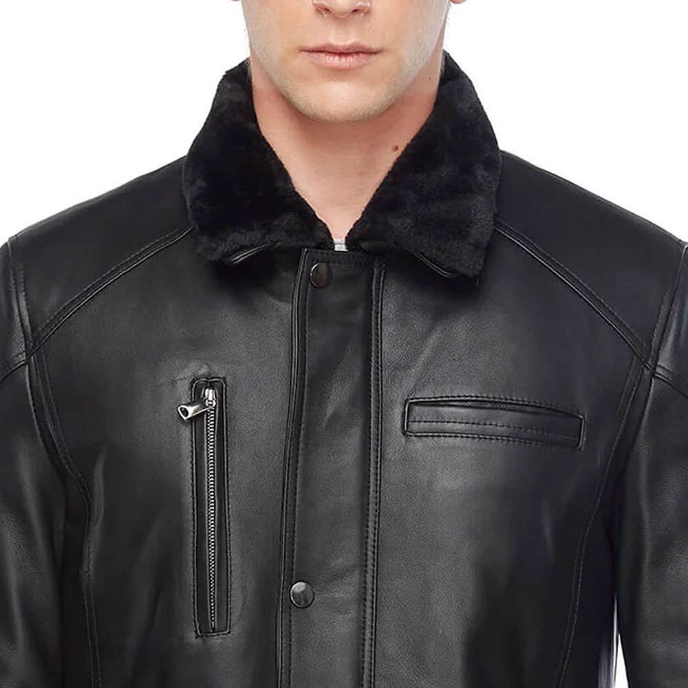 Autumn and Winter Adult Men's Leather Jacket New Design Lightweight XL Size Stand Collar Plain Dyed Fleece Most Popular