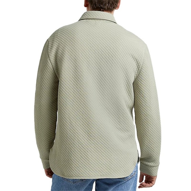 OEM Custom Men's Jacket Soft Loose Quilted Jacket Snap Flap Pockets Long Sleeve Men's Casual Jacket