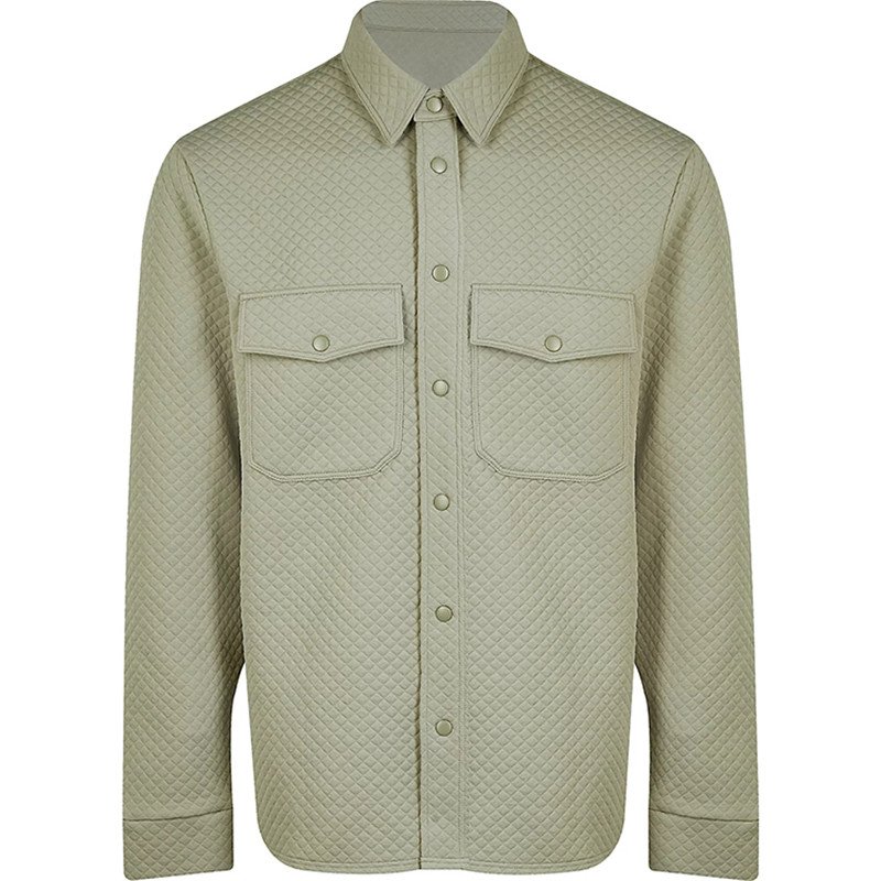 OEM Custom Men's Jacket Soft Loose Quilted Jacket Snap Flap Pockets Long Sleeve Men's Casual Jacket