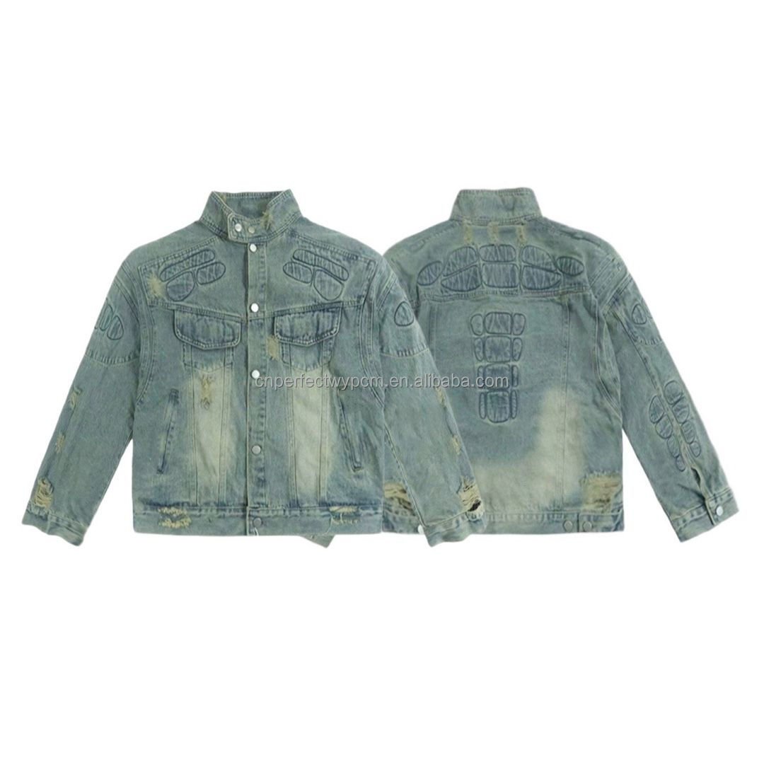 Blue Denim Jacket Men Autumn Fashion Cool Trendy Mens Jean Jackets Casual Coat Outwear Stand Collar Motorcycle Cowboy jacket 202