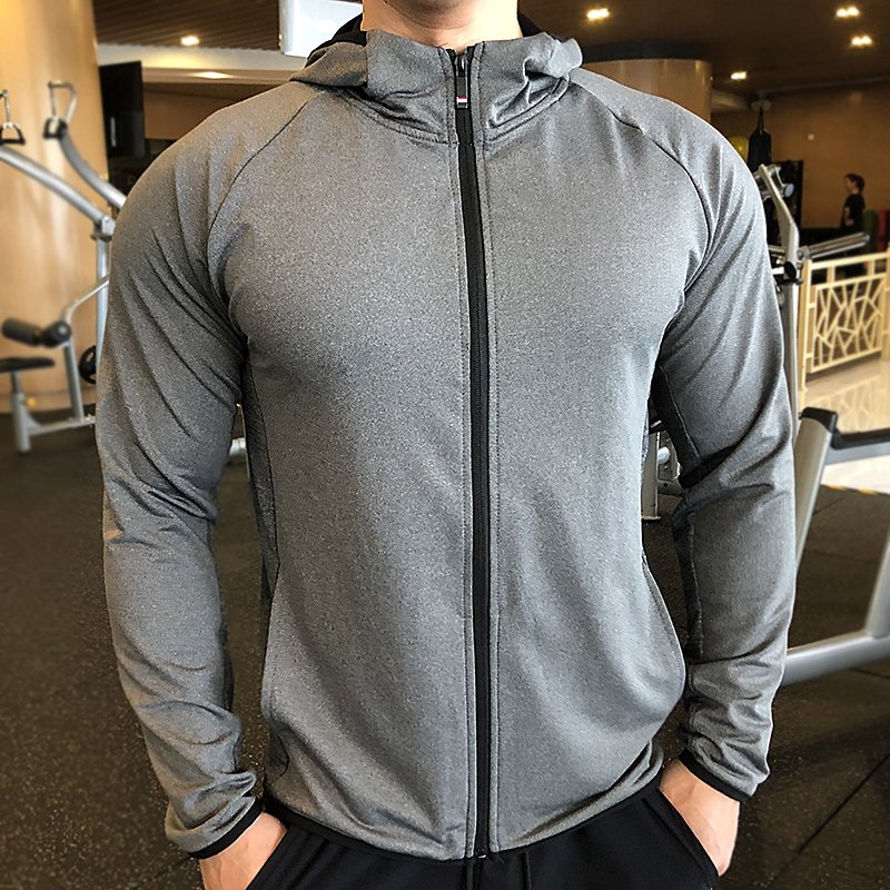 High Quality Elasticity Gym Running Exercise Fitness Men'S Zipper Tracksuit Track Hoodies Jacket For Men