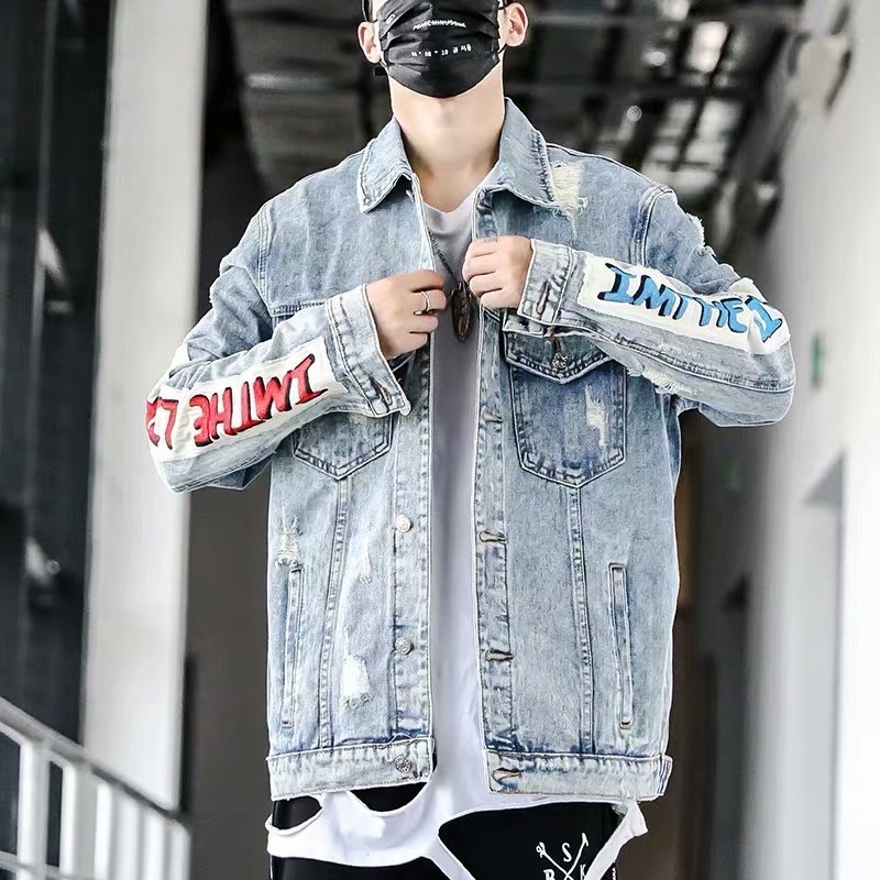 Factory Custom Male Wear Boyfriend Denim Coat Men Distressed Jeans Jacket Oem Wholesale