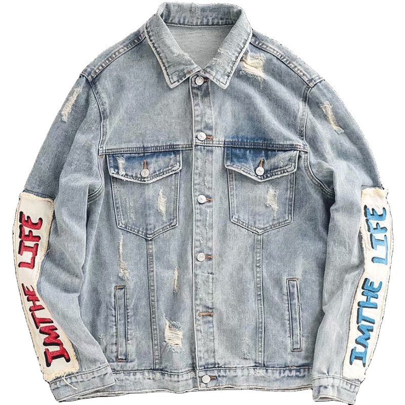 Factory Custom Male Wear Boyfriend Denim Coat Men Distressed Jeans Jacket Oem Wholesale