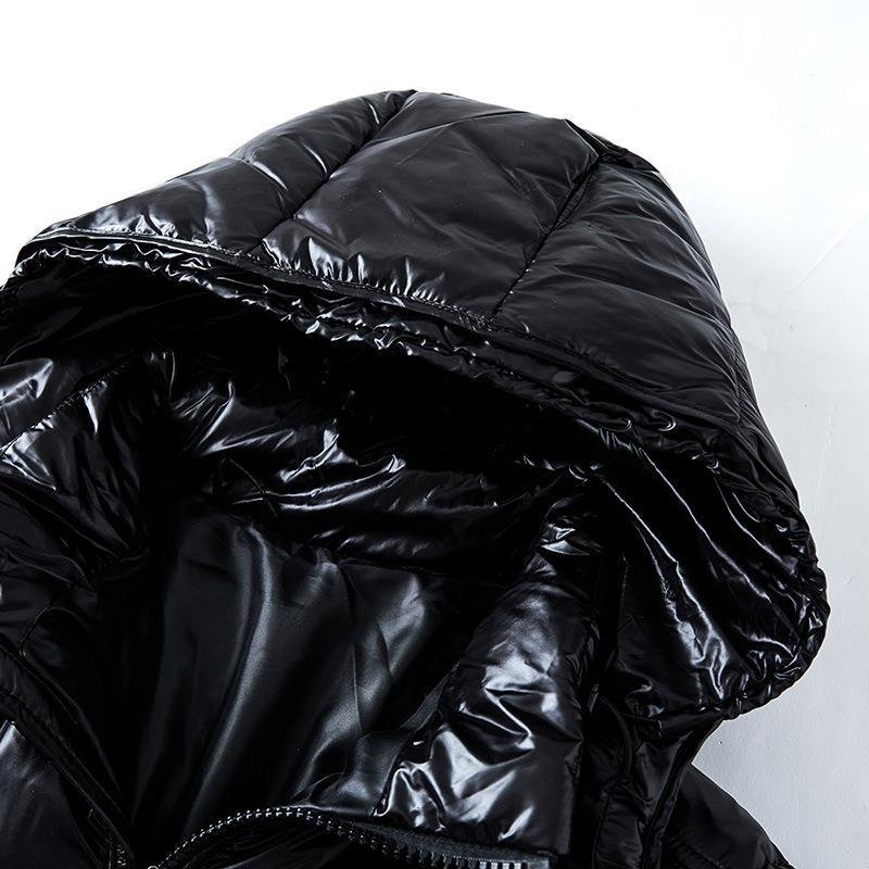 Warm Shiny Bubble Coats Long Sleeve Solid Zipper Pocket Short Puffer Jacket Winter Down Jacket Men