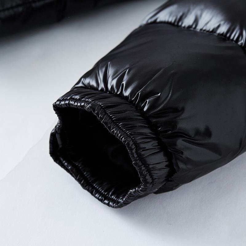Warm Shiny Bubble Coats Long Sleeve Solid Zipper Pocket Short Puffer Jacket Winter Down Jacket Men