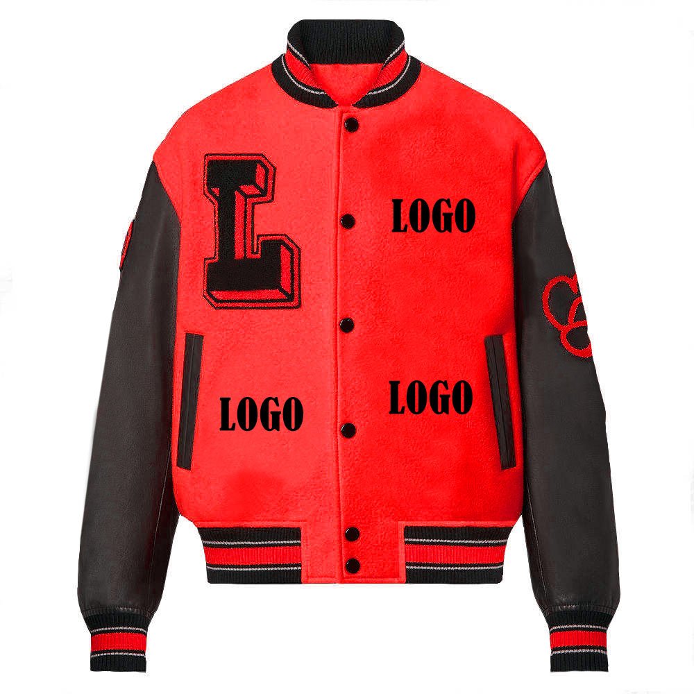 Custom Leather Sleeves Chenille Embroidery Winter Jacket Plus Size Men's Jackets Letterman Baseball Varsity Jacket