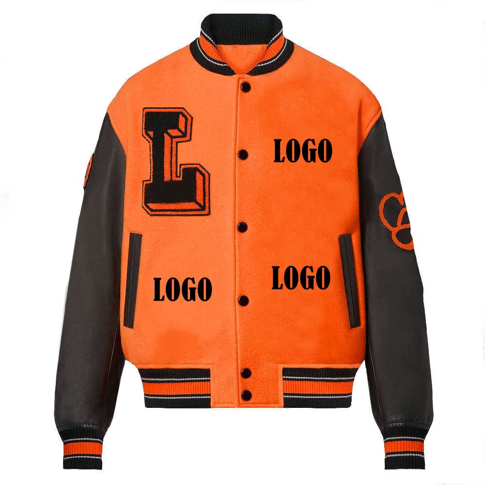 Custom Leather Sleeves Chenille Embroidery Winter Jacket Plus Size Men's Jackets Letterman Baseball Varsity Jacket