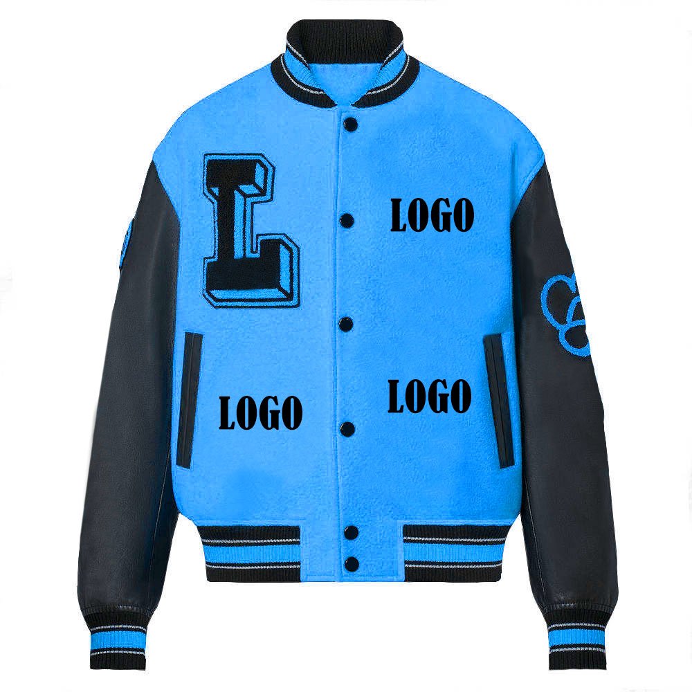 Custom Leather Sleeves Chenille Embroidery Winter Jacket Plus Size Men's Jackets Letterman Baseball Varsity Jacket