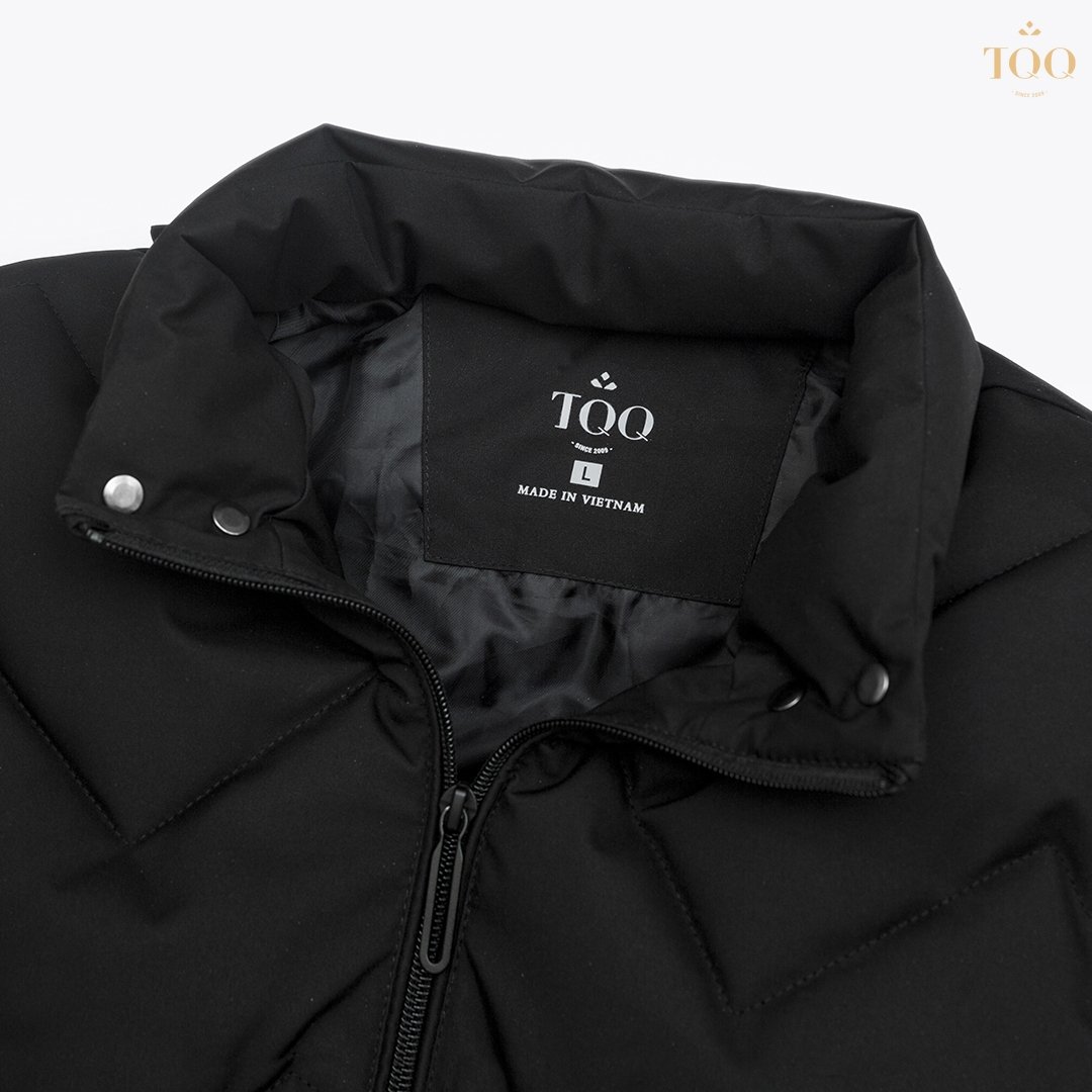 Winter 100% Polyester men's jackets Stretch Puffer Jacket with Detachable Hood in Black COLLARLESS Regular Length