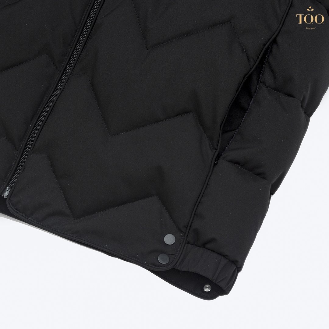 Winter 100% Polyester men's jackets Stretch Puffer Jacket with Detachable Hood in Black COLLARLESS Regular Length