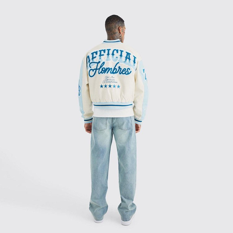 Polyester Cotton College Baseball Letterman Men's Jacket Custom Concise Style Boxy Chenille Embroidery Varsity Jacket