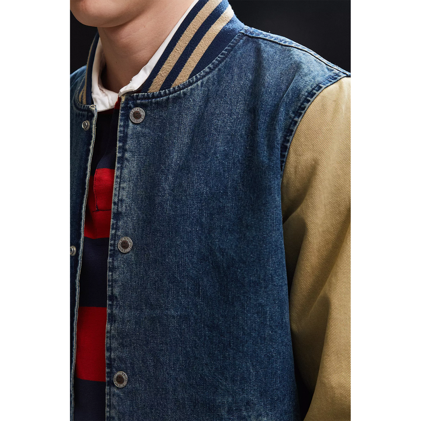 Letterman Varsity Jacket Custom Plus Size Digital Print Jeans Jacket 100%Cotton Long Sleeve Men's Clothing Custom Denim Jacket