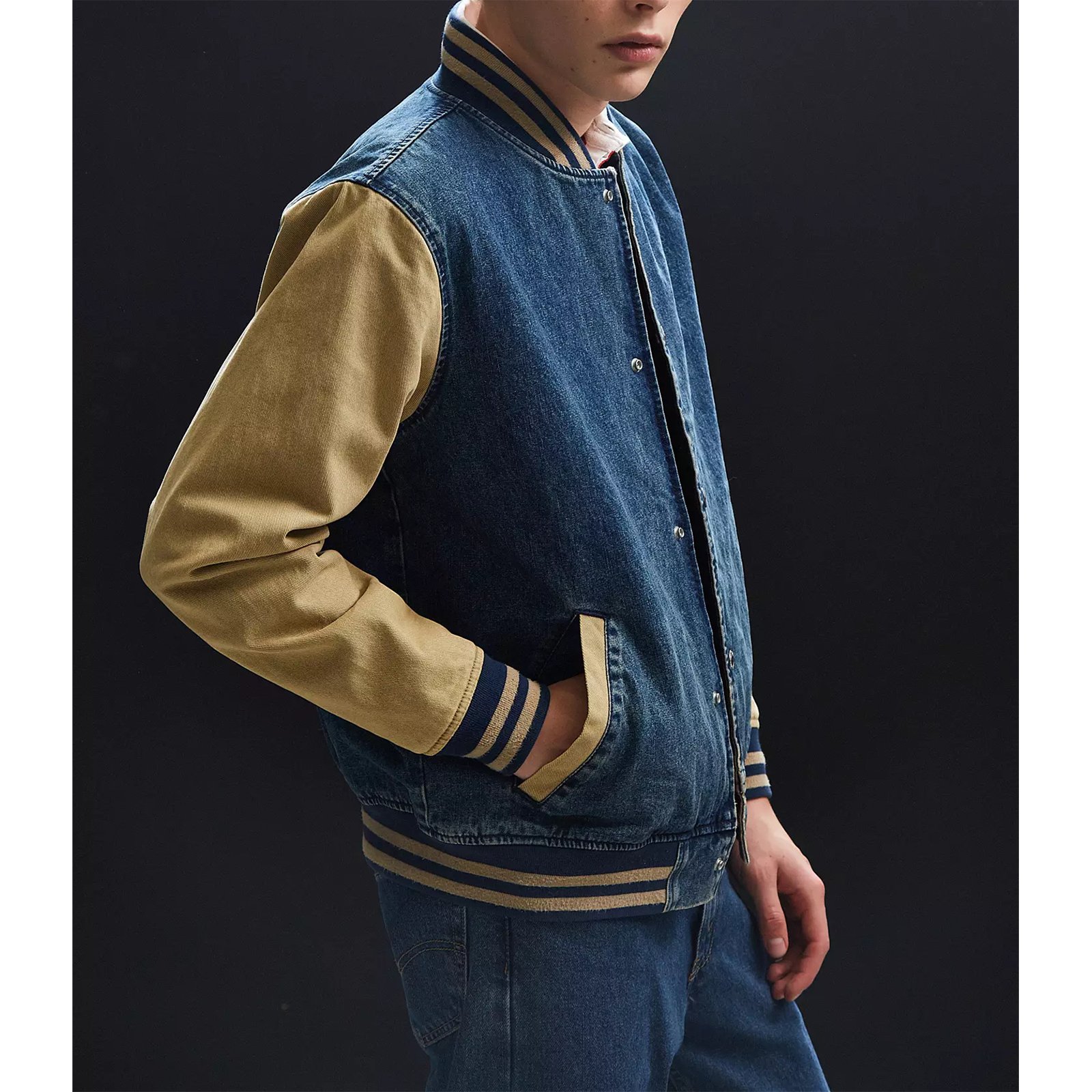 Letterman Varsity Jacket Custom Plus Size Digital Print Jeans Jacket 100%Cotton Long Sleeve Men's Clothing Custom Denim Jacket