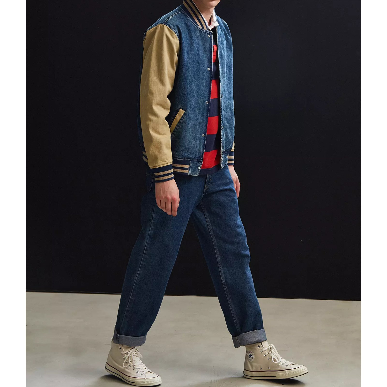 Letterman Varsity Jacket Custom Plus Size Digital Print Jeans Jacket 100%Cotton Long Sleeve Men's Clothing Custom Denim Jacket