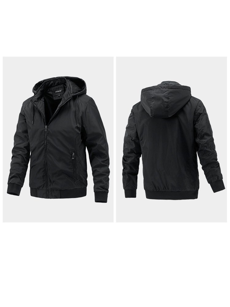 Customized men's winter detachable hooded jacket, sports casual thin cotton jacket, zippered pocket jacket