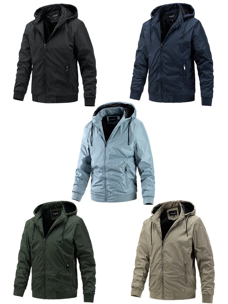 Customized men's winter detachable hooded jacket, sports casual thin cotton jacket, zippered pocket jacket