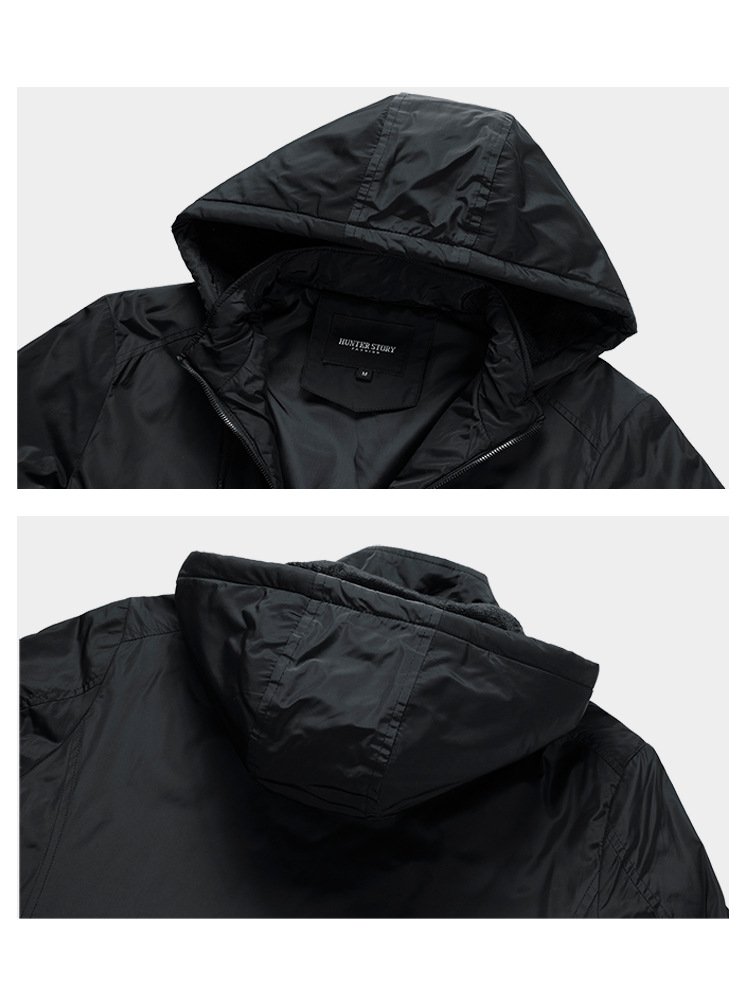 Customized men's winter detachable hooded jacket, sports casual thin cotton jacket, zippered pocket jacket