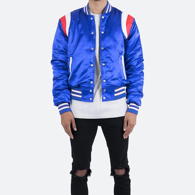 Custom High Quality Satin baseball bomber jacket men's jacket Sports team Varsity Jacket For Men