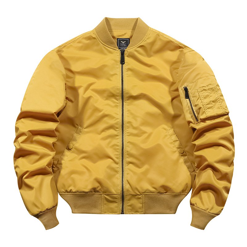 High Quality Men's Casual Bomber Jacket for Autumn Winter Solid Color Pocket Decoration Full Zipper Wholesale Outdoor Jacket