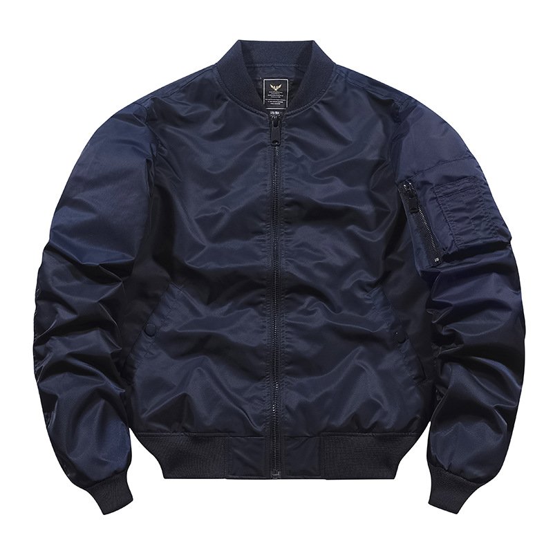 High Quality Men's Casual Bomber Jacket for Autumn Winter Solid Color Pocket Decoration Full Zipper Wholesale Outdoor Jacket