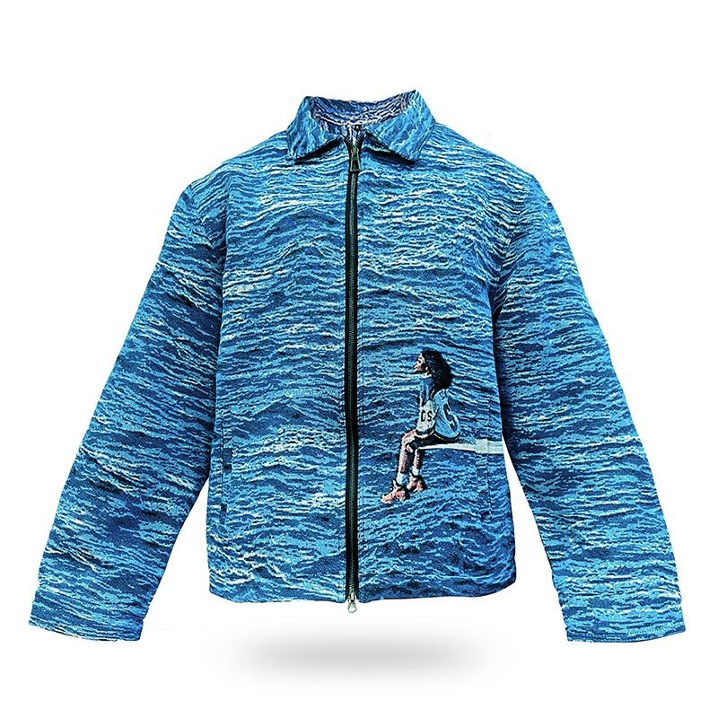 Custom Tapestry Clothing Van Gogh Bomber Tapestri Jacket Set Manufacturer Jacquard Plus Size Men's Jackets