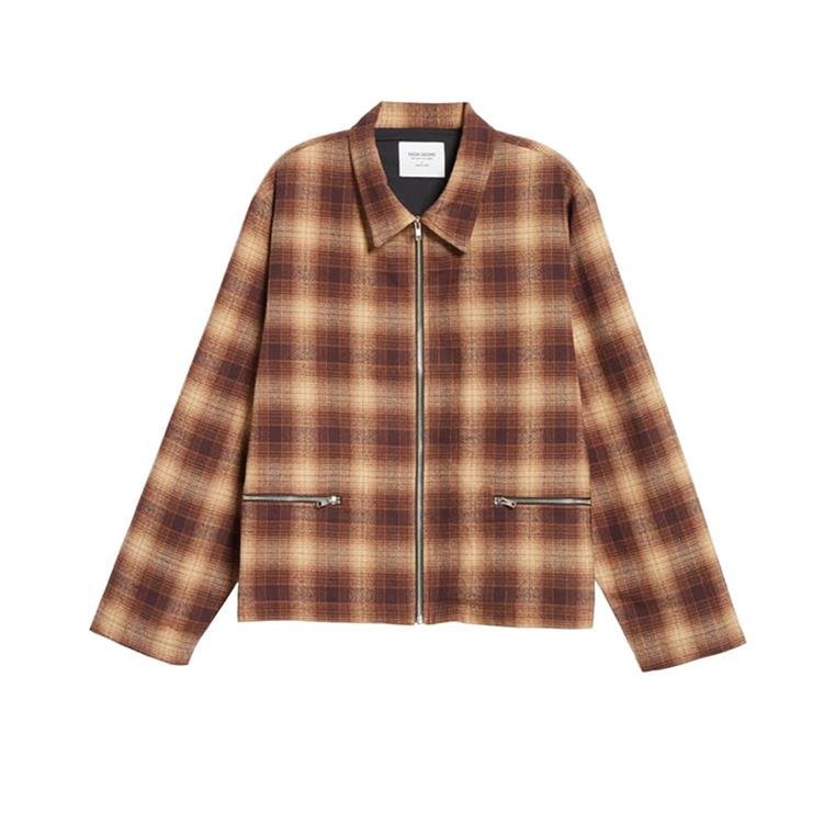 2021 high quality custom zip up winter mens flannel plaid men's jacket for men