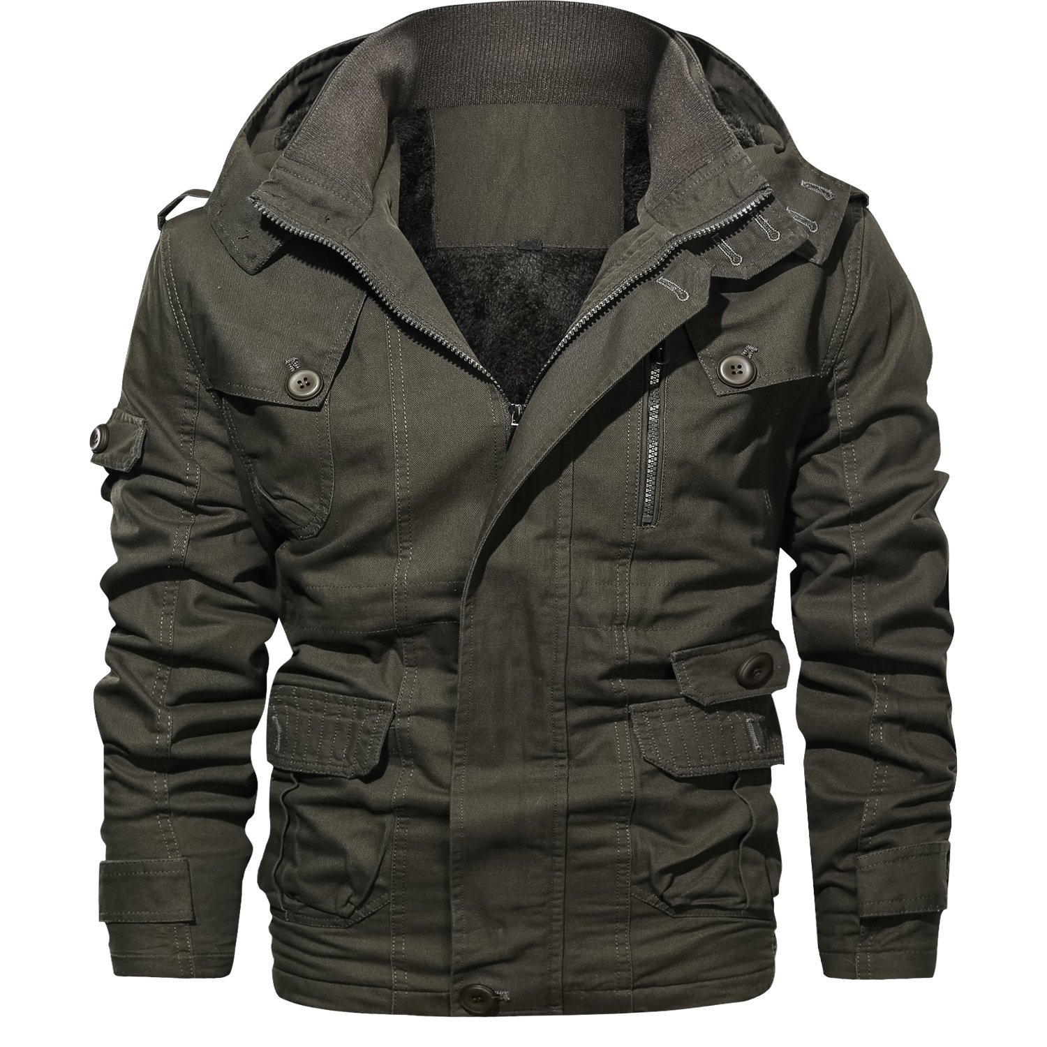 Wholesale Fashion Autumn Winter Men's Jackets Thicken Warm Male Hood Fleece Jacket