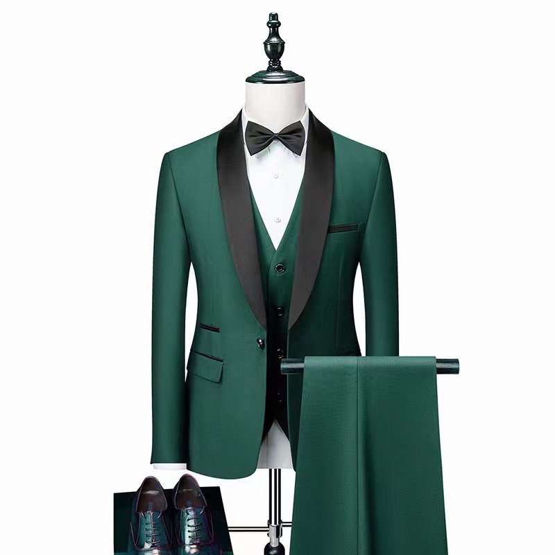 Men's Business Leisure Wedding Party Single Breasted 3-piece Groom Set Suit