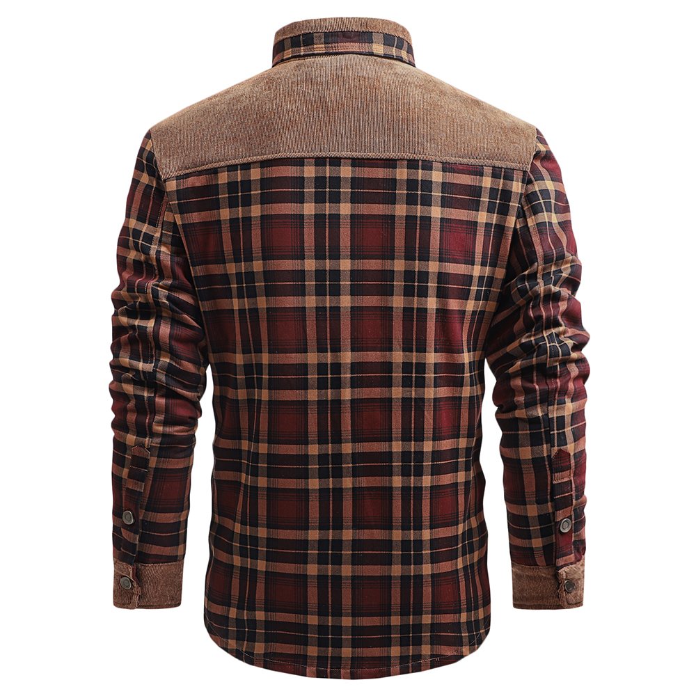 CARANFIER Men Jacket Plaid Fleece Jacket Winter Windproof Warm Outdoor Casual Coat Free LOGO Customized Custom OEM