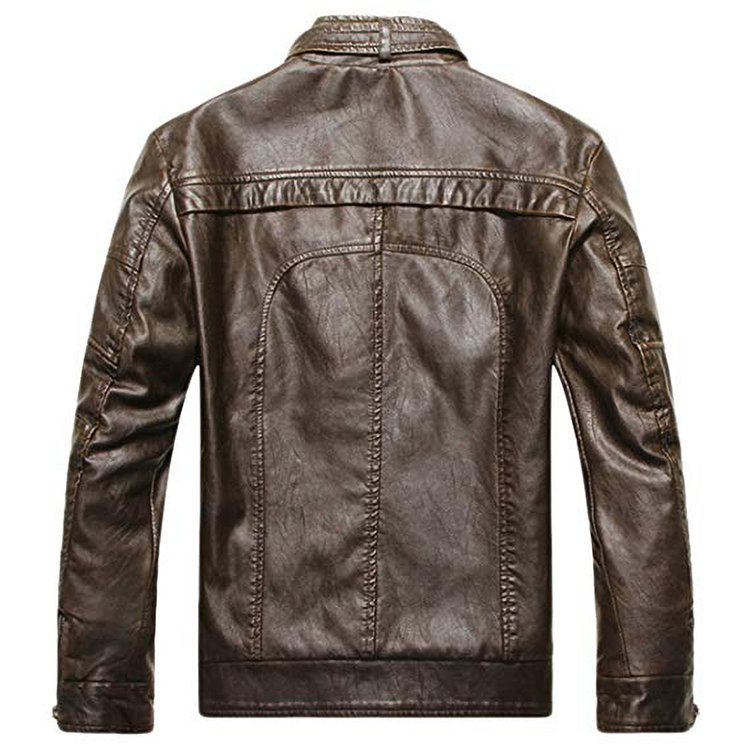Full Leather Windproof Brown Pu Regular Fit Sustainable Quick Dry Worsted Men's Jacket for men