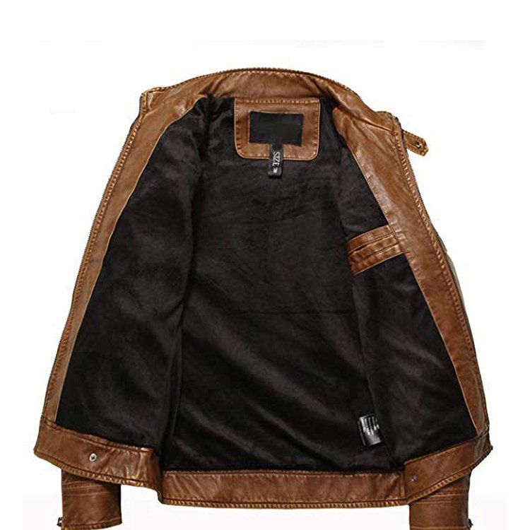 Full Leather Windproof Brown Pu Regular Fit Sustainable Quick Dry Worsted Men's Jacket for men