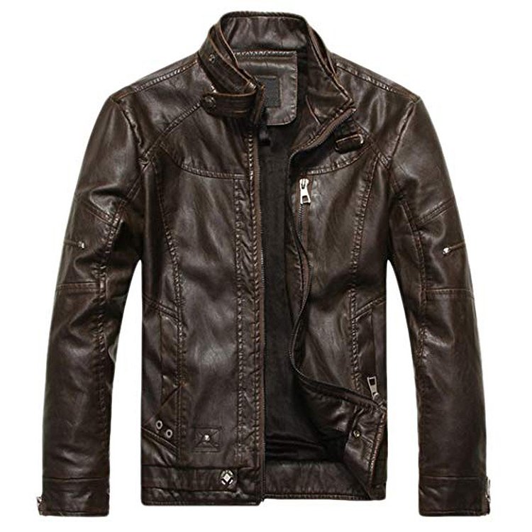 Full Leather Windproof Brown Pu Regular Fit Sustainable Quick Dry Worsted Men's Jacket for men