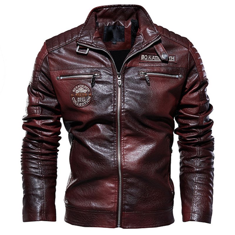 Full Leather Windproof Brown Pu Regular Fit Sustainable Quick Dry Worsted Men's Jacket for men