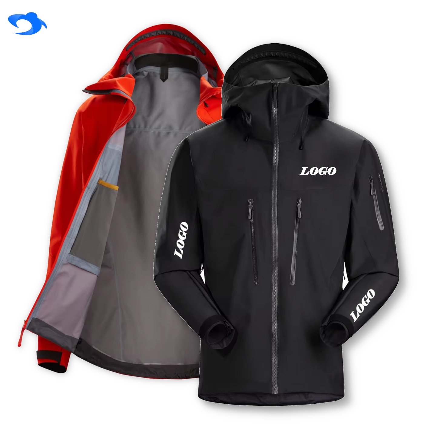 Men's Jackets Custom Outdoor Rain Jacket 2024 Hooded Packable Lightweight Windbreaker Hiking SoftShell Waterproof Jacket