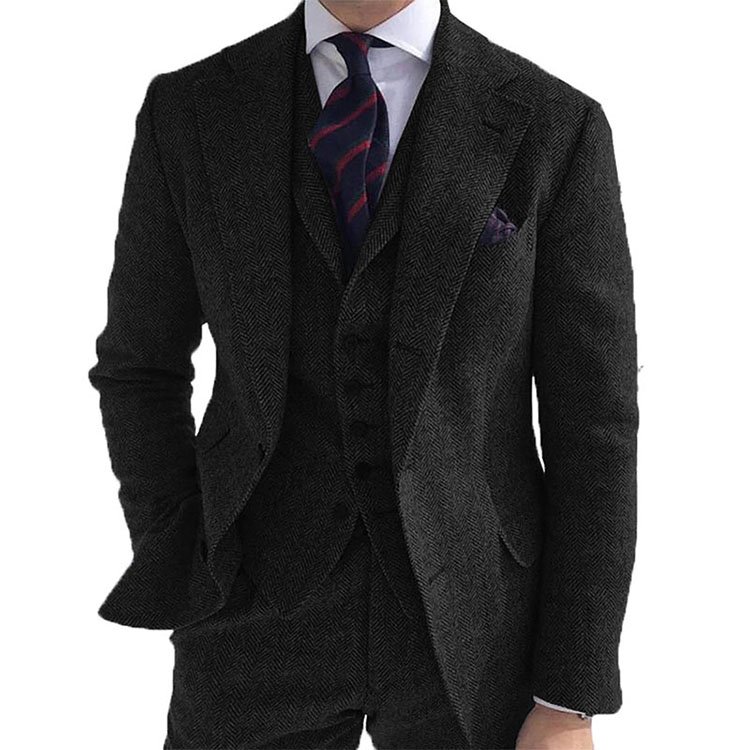 Navy Business suit for men 2022 Groom Wedding Tuxedos Groom Classic Peaked Lapel 2 Pcs Business Party Suits