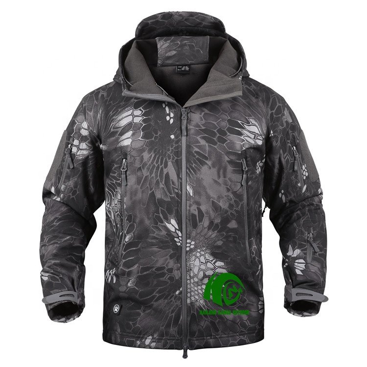 KANGO Factory Softshell Jacket Camouflage Men Custom Softshell Jacket Print Thick High Quality Outdoor Winter Polyester