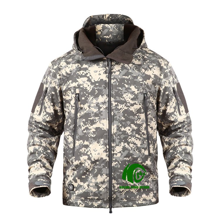 KANGO Factory Softshell Jacket Camouflage Men Custom Softshell Jacket Print Thick High Quality Outdoor Winter Polyester