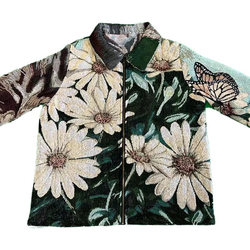 Customized tapestry Jacket man plus size men's jackets tapestry coats jacquard sweater zipper Jacket