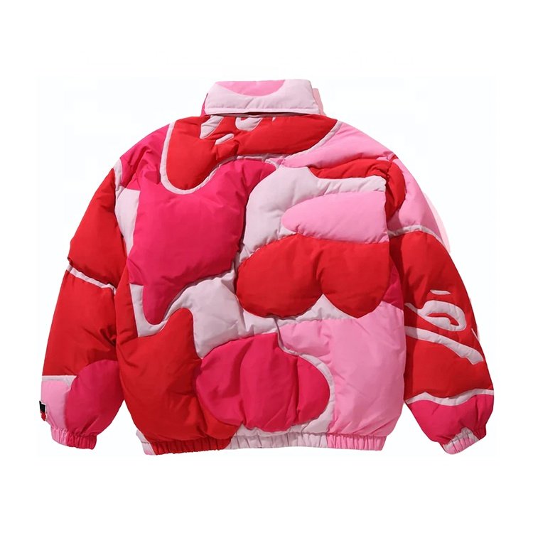 Sports camouflage detachable zipper hoodie puffer jacket for men and women