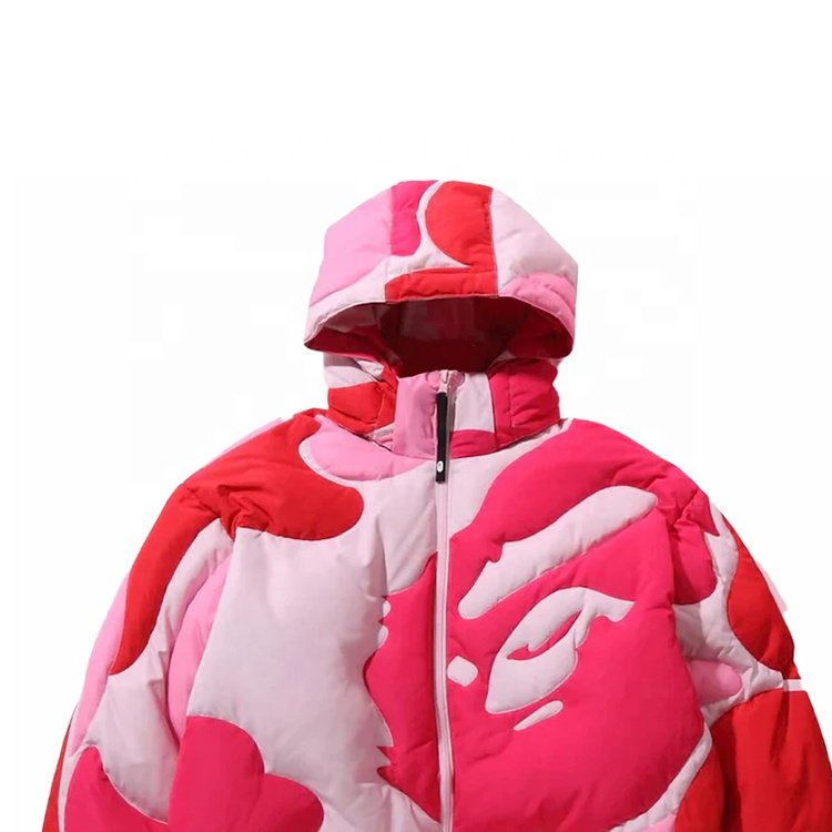 Sports camouflage detachable zipper hoodie puffer jacket for men and women