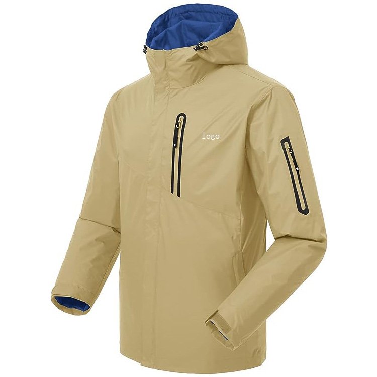 Men's Rain Jacket Waterproof Breathable Trench Coat Light Outdoor Hiking jacket Hooded Raincoat