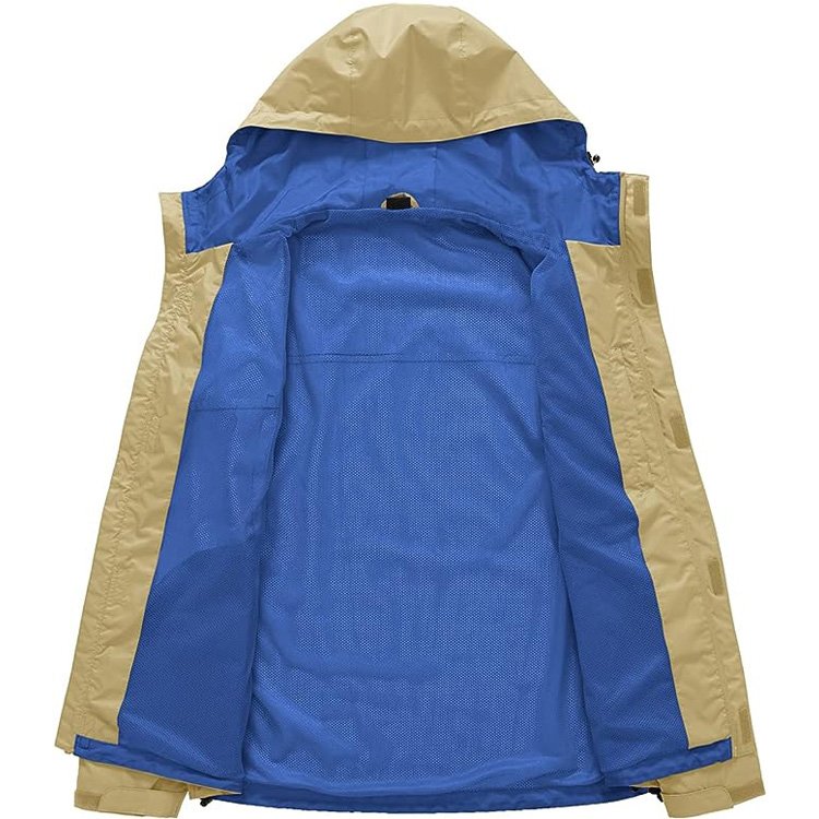 Men's Rain Jacket Waterproof Breathable Trench Coat Light Outdoor Hiking jacket Hooded Raincoat