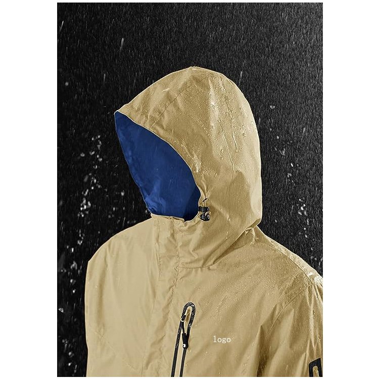 Men's Rain Jacket Waterproof Breathable Trench Coat Light Outdoor Hiking jacket Hooded Raincoat